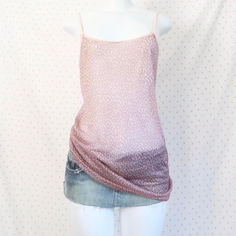 pink ombre leopard print sheer cami y2k mcbling babygirl